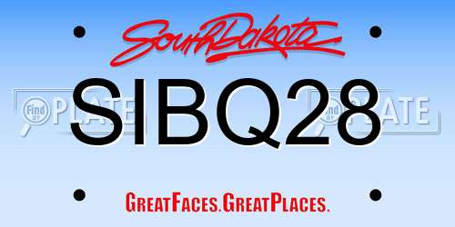 SIBQ28 South Dakota License Plate