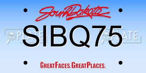 SIBQ75 South Dakota License Plate