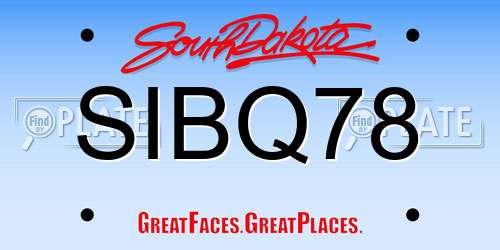 SIBQ78 South Dakota License Plate