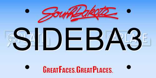 SIDEBA3 South Dakota License Plate