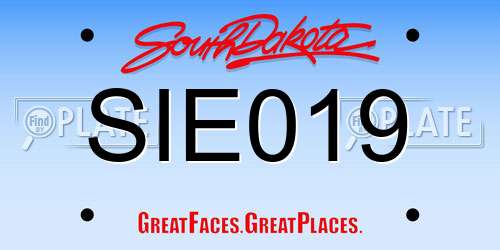 SIE019 South Dakota License Plate
