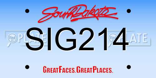 SIG214 South Dakota License Plate