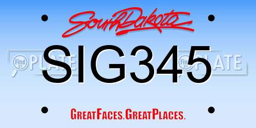 SIG345 South Dakota License Plate