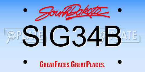 SIG34B South Dakota License Plate