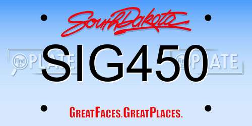 SIG450 South Dakota License Plate