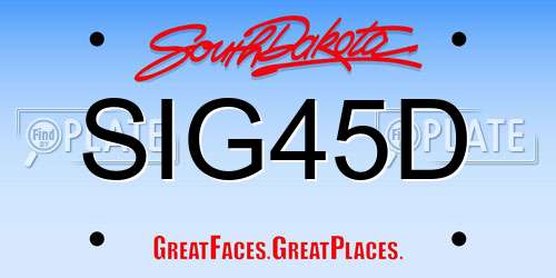 SIG45D South Dakota License Plate