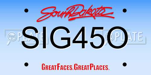 SIG45O South Dakota License Plate
