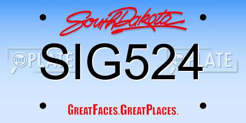 SIG524 South Dakota License Plate