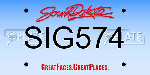 SIG574 South Dakota License Plate