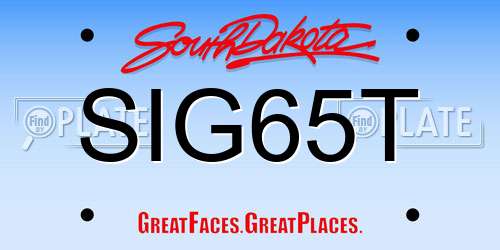 SIG65T South Dakota License Plate