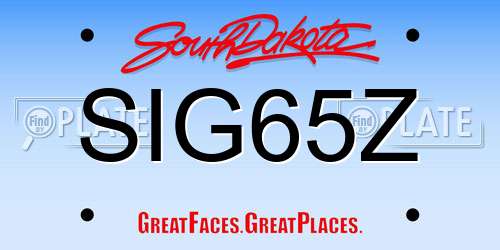 SIG65Z South Dakota License Plate