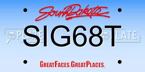 SIG68T South Dakota License Plate