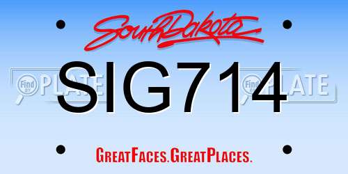 SIG714 South Dakota License Plate
