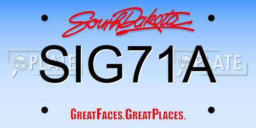 SIG71A South Dakota License Plate