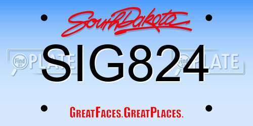 SIG824 South Dakota License Plate