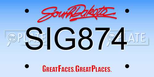 SIG874 South Dakota License Plate