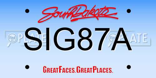 SIG87A South Dakota License Plate