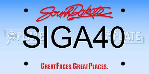 SIGA40 South Dakota License Plate