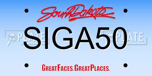 SIGA50 South Dakota License Plate