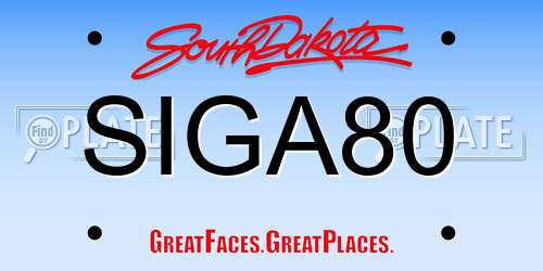 SIGA80 South Dakota License Plate