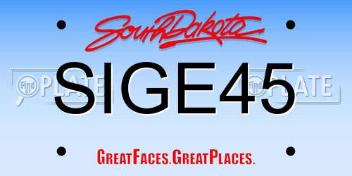 SIGE45 South Dakota License Plate
