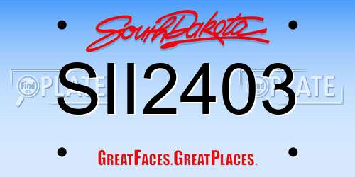SII2403 South Dakota License Plate
