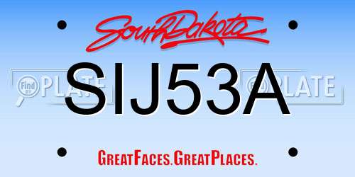 SIJ53A South Dakota License Plate