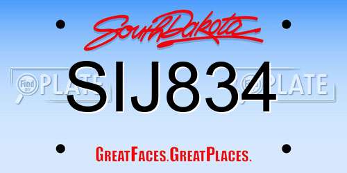 SIJ834 South Dakota License Plate