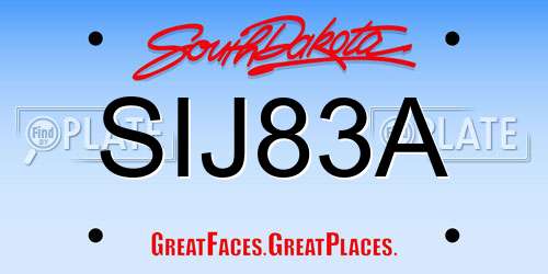 SIJ83A South Dakota License Plate