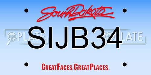 SIJB34 South Dakota License Plate