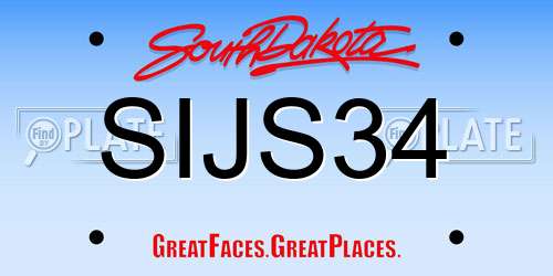 SIJS34 South Dakota License Plate