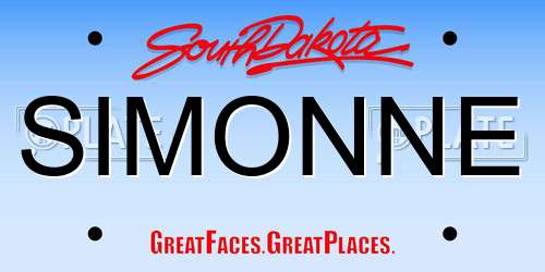 SIMONNE South Dakota License Plate