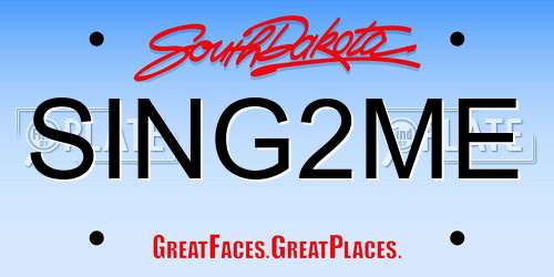 SING2ME South Dakota License Plate