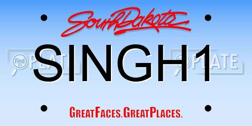 SINGH1 South Dakota License Plate
