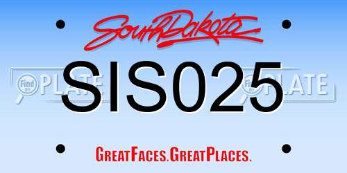 SIS025 South Dakota License Plate