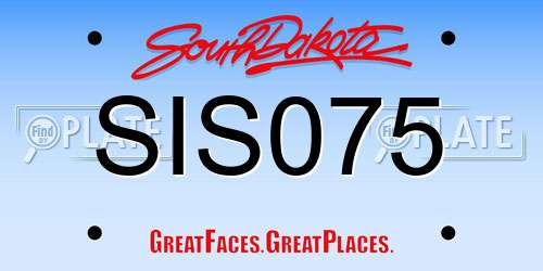 SIS075 South Dakota License Plate