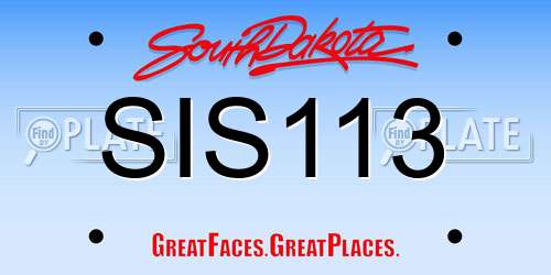SIS113 South Dakota License Plate