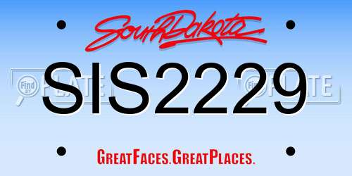 SIS2229 South Dakota License Plate