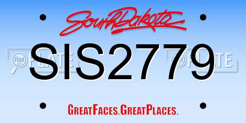 SIS2779 South Dakota License Plate