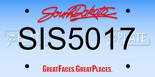 SIS5017 South Dakota License Plate