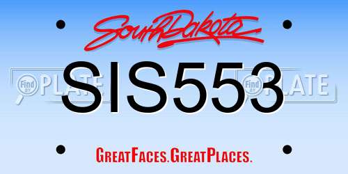 SIS553 South Dakota License Plate