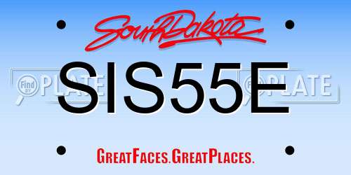 SIS55E South Dakota License Plate