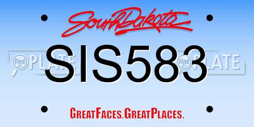 SIS583 South Dakota License Plate