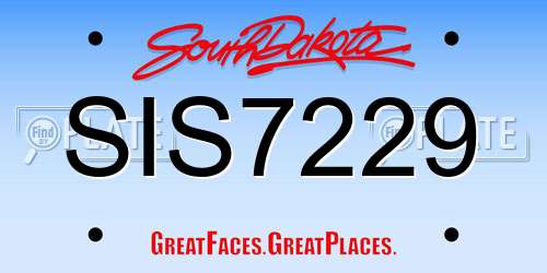SIS7229 South Dakota License Plate