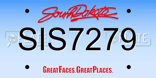 SIS7279 South Dakota License Plate