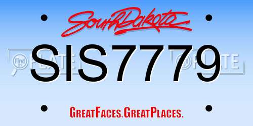 SIS7779 South Dakota License Plate
