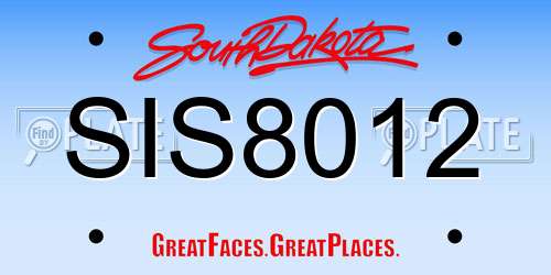 SIS8012 South Dakota License Plate