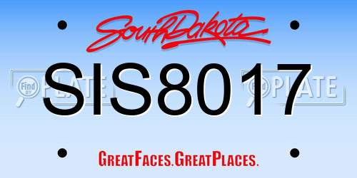 SIS8017 South Dakota License Plate