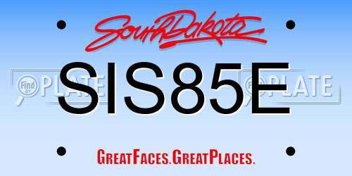SIS85E South Dakota License Plate