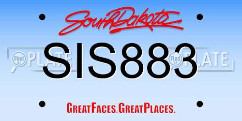 SIS883 South Dakota License Plate